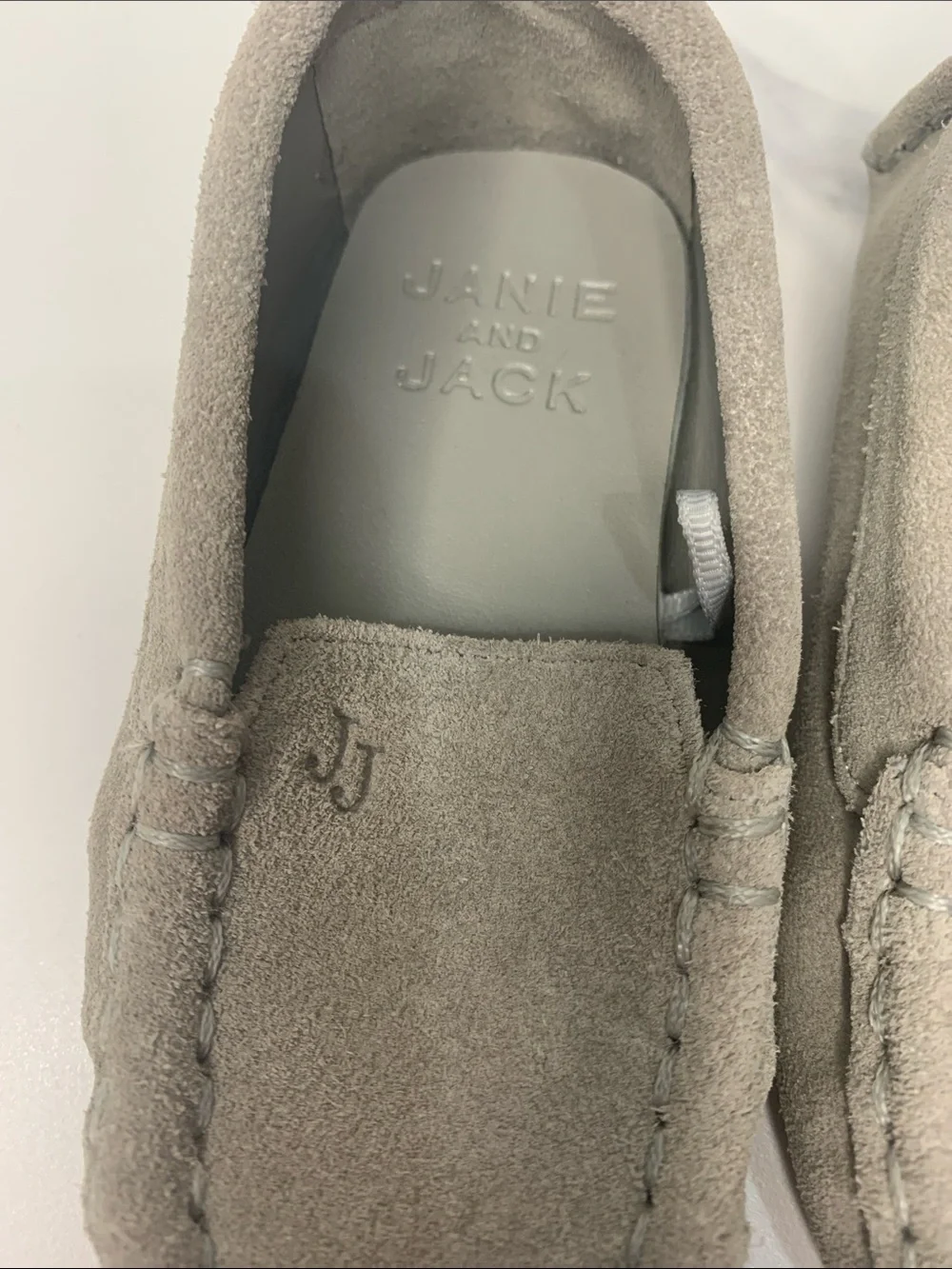 Janie and Jack Grey Suede Moccasin Slippers for Kids